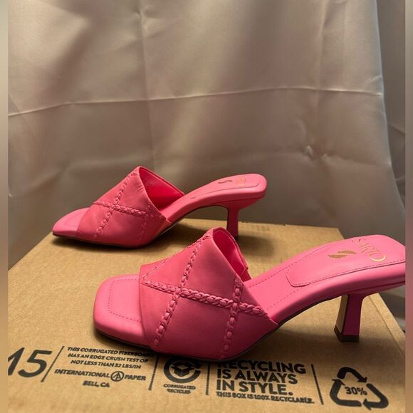 Franco sarto Barbiecore Pink square toe Slide Sandals quilted leather girly - Picture 5 of 10